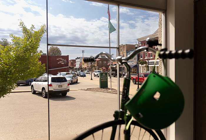 Image of Sparta Downtown thorugh window