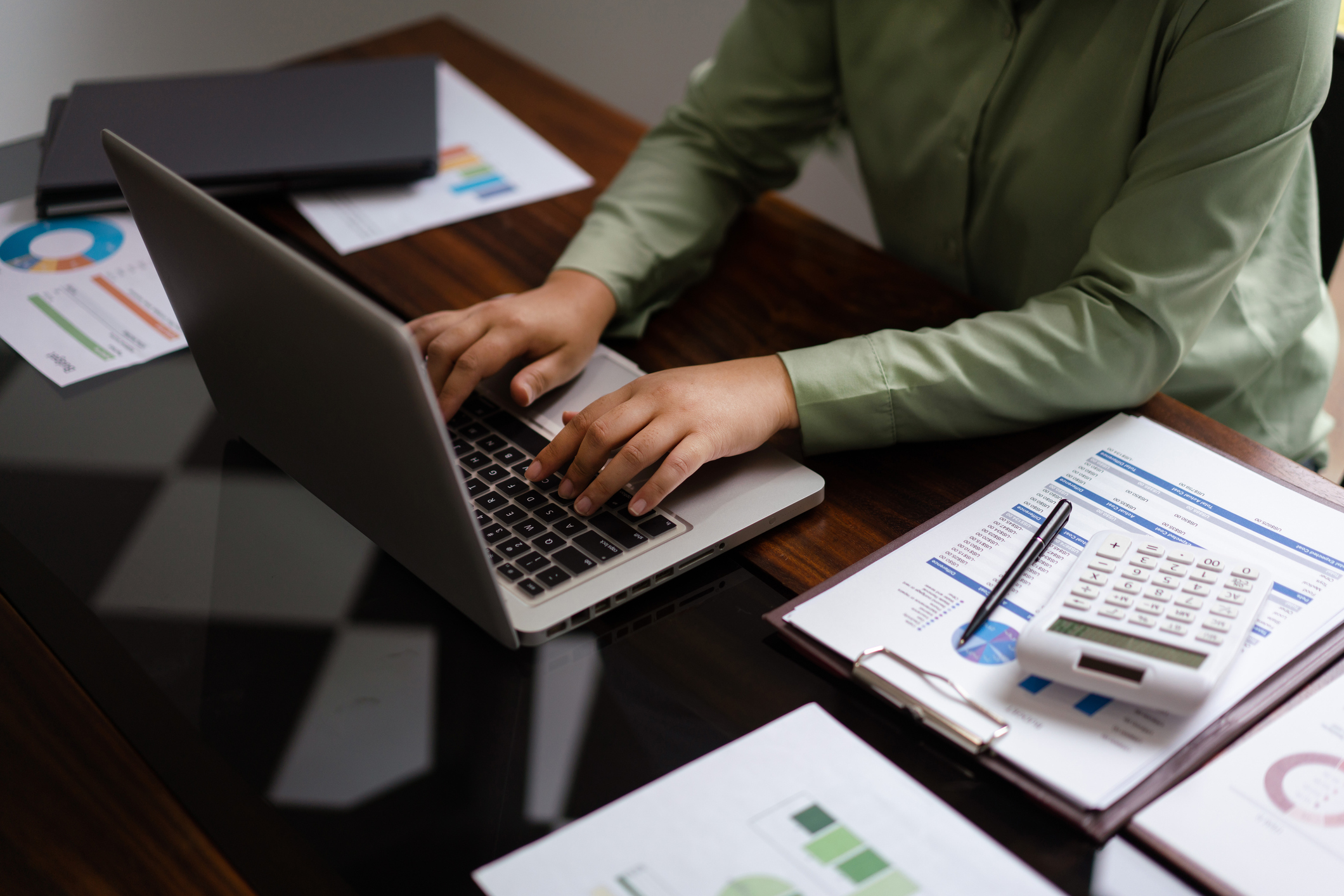 man using a business computer for work.